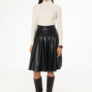 Blank Pleated Leather Skirt
